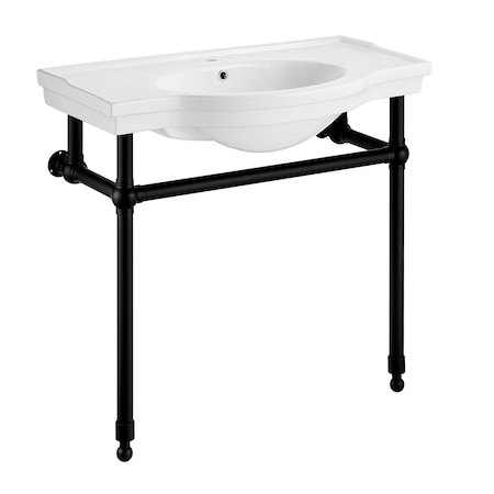 Anzzi 34.5 in. Console Sink in Matte Black with Ceramic Counter Top CS-FGC003-MB